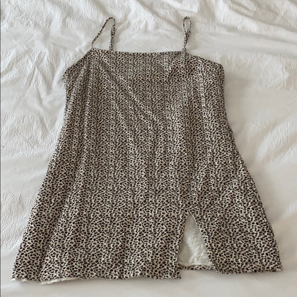 Linen slit mini dress